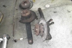 131 trailing arms removed  note they had to be cut out and the RH side did not have a parking brake