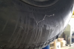 111 RF tire shows brake fluid leaks