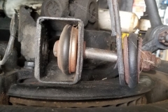 117 very short rear leaf spring end link bolts indicate spring is weak and short bolts help raise the car