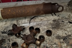 150 drive shaft u joints removed and channels cleaned