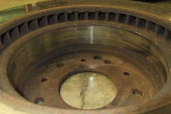 138 left rear rotor - note surface of parking brake chewed up rotor