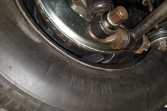 104 LR tire showing evidence of caliper leak